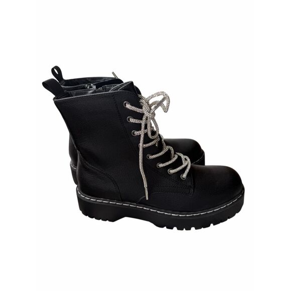 UNIONBAY Hayden Boots Size 8.5 Black Rhinestone Fashion Combat NEW - Picture 2 of 8